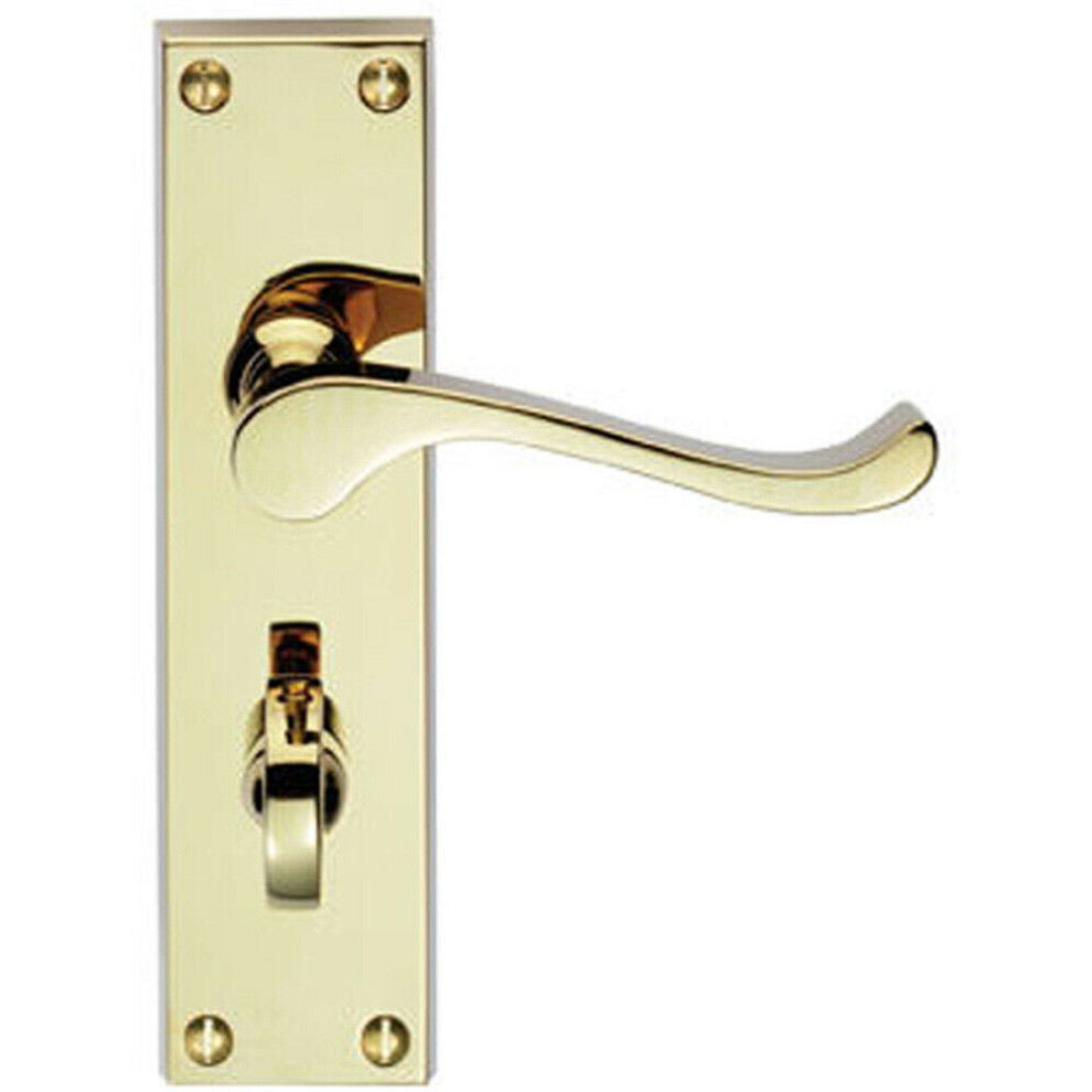 PAIR Victorian Scroll Handle on Bathroom Backplate 155 x 41mm Polished Brass