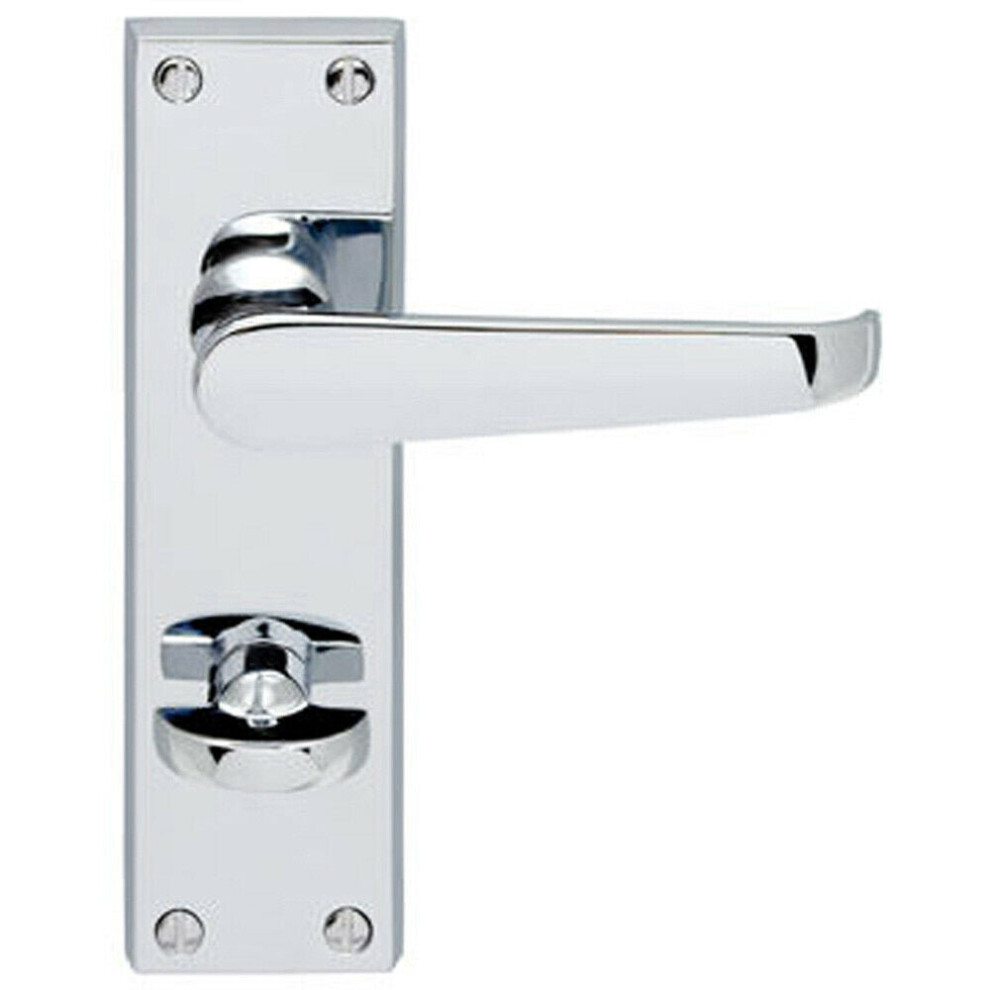 Victorian Flat Lever on Bathroom Backplate Handle 150 x 42mm Polished Chrome