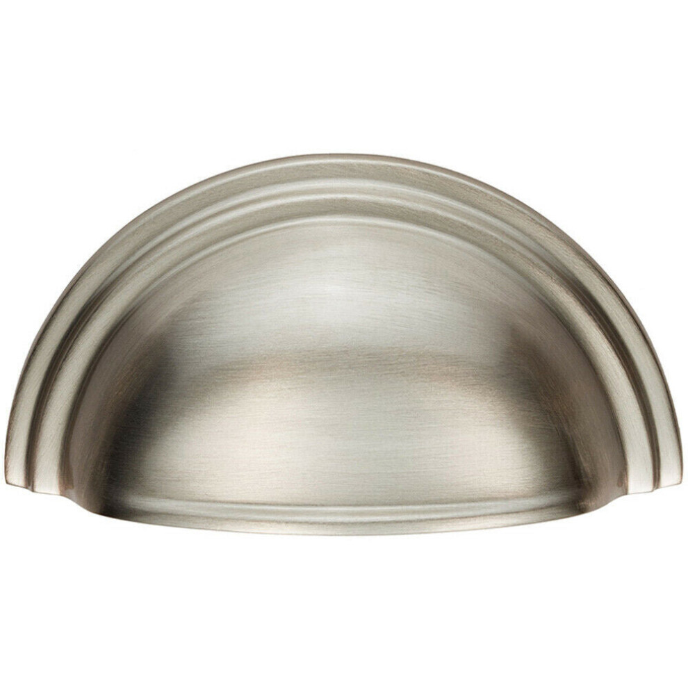 Loops Victorian Cup Pull Handle Satin Nickel 92 X 46Mm 76Mm Fixing Centres