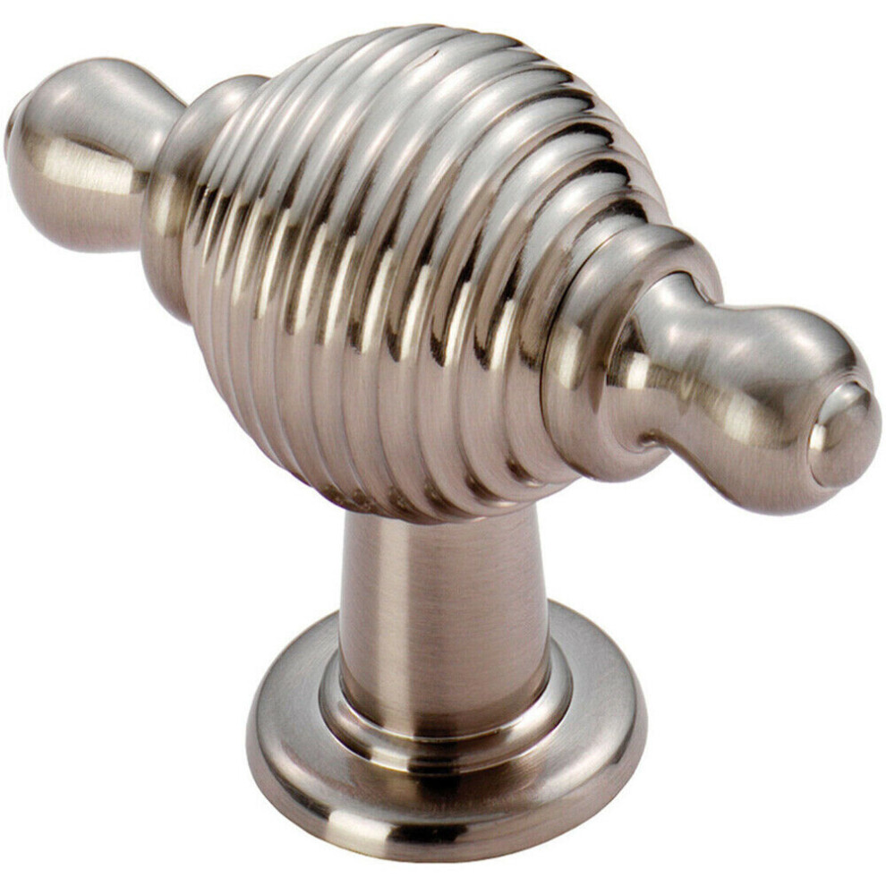 Loops Reeded Beehive Style Cabinet Door Knob With Finials 26Mm Dia Rose Satin Nickel