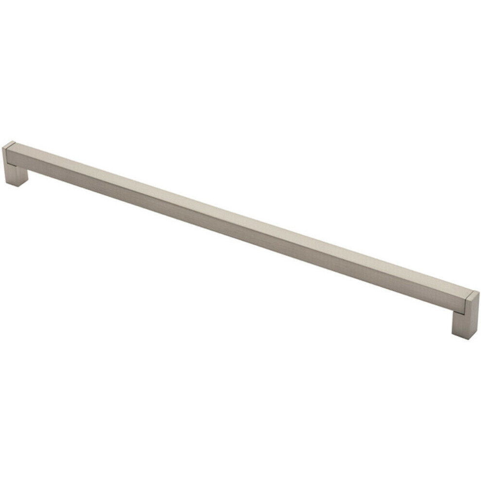 Square Section Bar Pull Handle 463 x 15mm 448mm Fixing Centres Satin Nickel