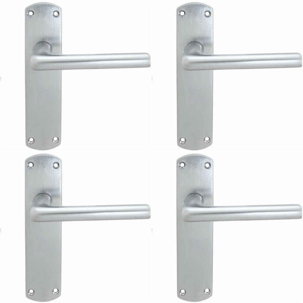 4X Rounded Straight Bar Handle On Latch Backplate 170 X 42Mm Satin Chrome