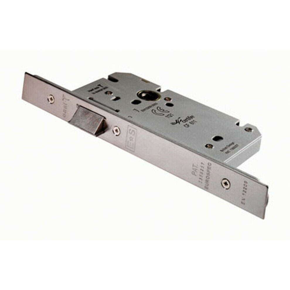 Architectural DIN Latch Square Forend 60mm Backset Satin Stainless Steel