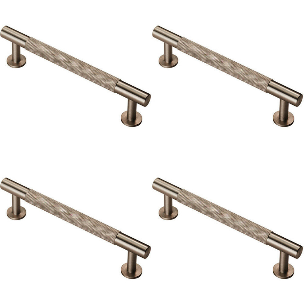 Loops 4X Knurled Bar Door Pull Handle 158 X 13Mm 128Mm Fixing Centres Satin Nickel