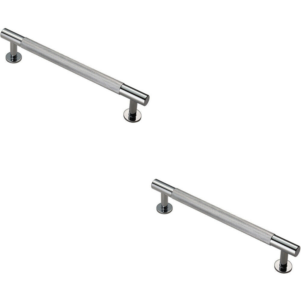 Loops 2X Knurled Bar Door Pull Handle 190 X 13Mm 160Mm Fixing Centres Chrome