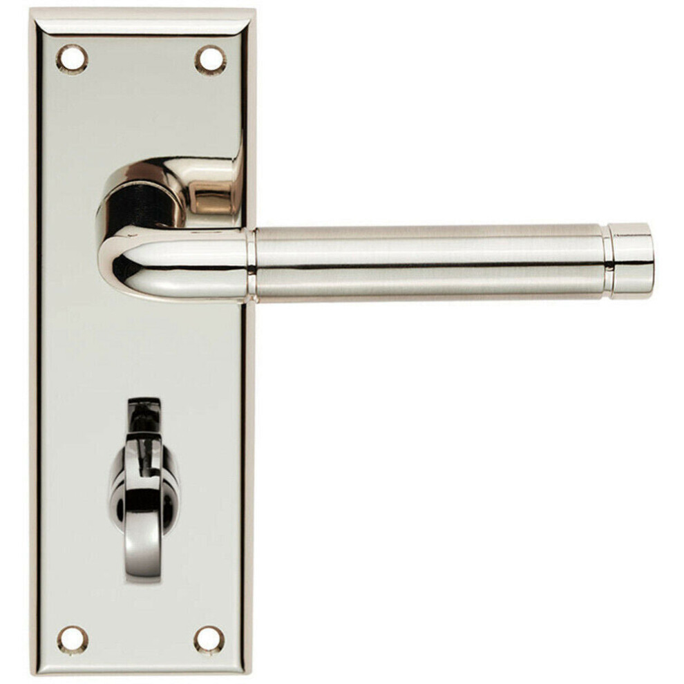 PAIR Round Bar Lever on Bathroom Backplate 150 x 50mm Polished & Satin Nickel
