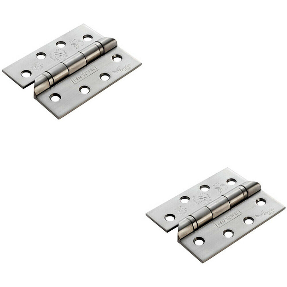 2x PAIR 102 x 76 x 3mm 13 Ball Bearing Hinge Stainless Steel Interior Door