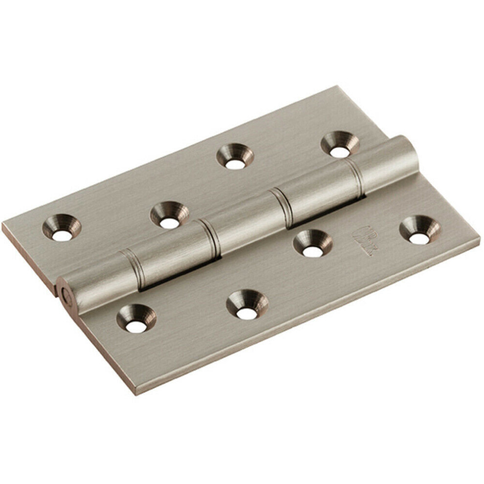 PAIR 102 x 67 x 4mm Brass Washered Butt Hinge Satin Nickel Internal Door