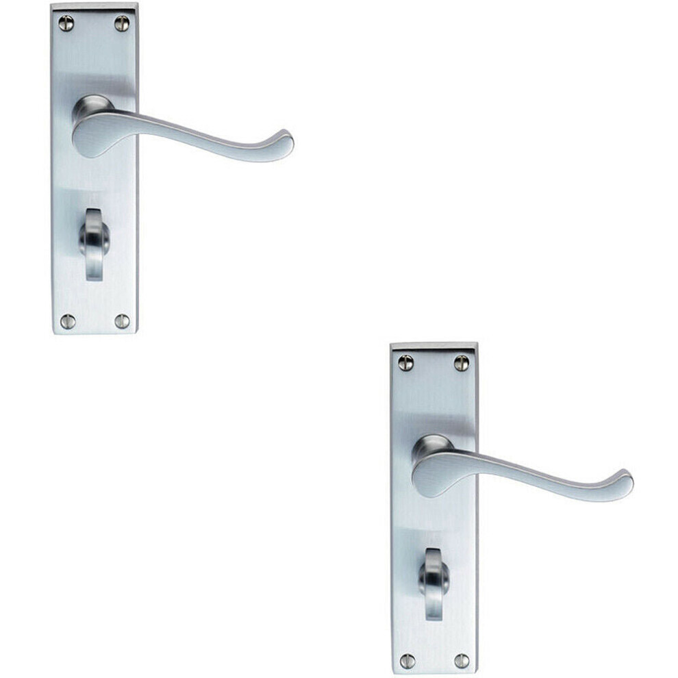 2x PAIR Victorian Scroll Handle on Bathroom Backplate 155 x 41mm Satin Chrome