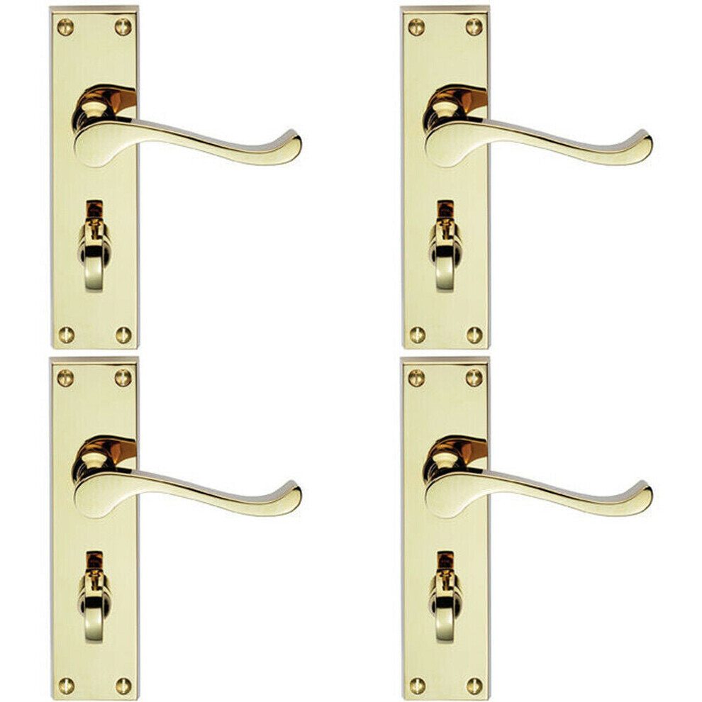 4X Pair Victorian Scroll Handle On Bathroom Backplate 155 X 41Mm Polished Brass 5056524206034