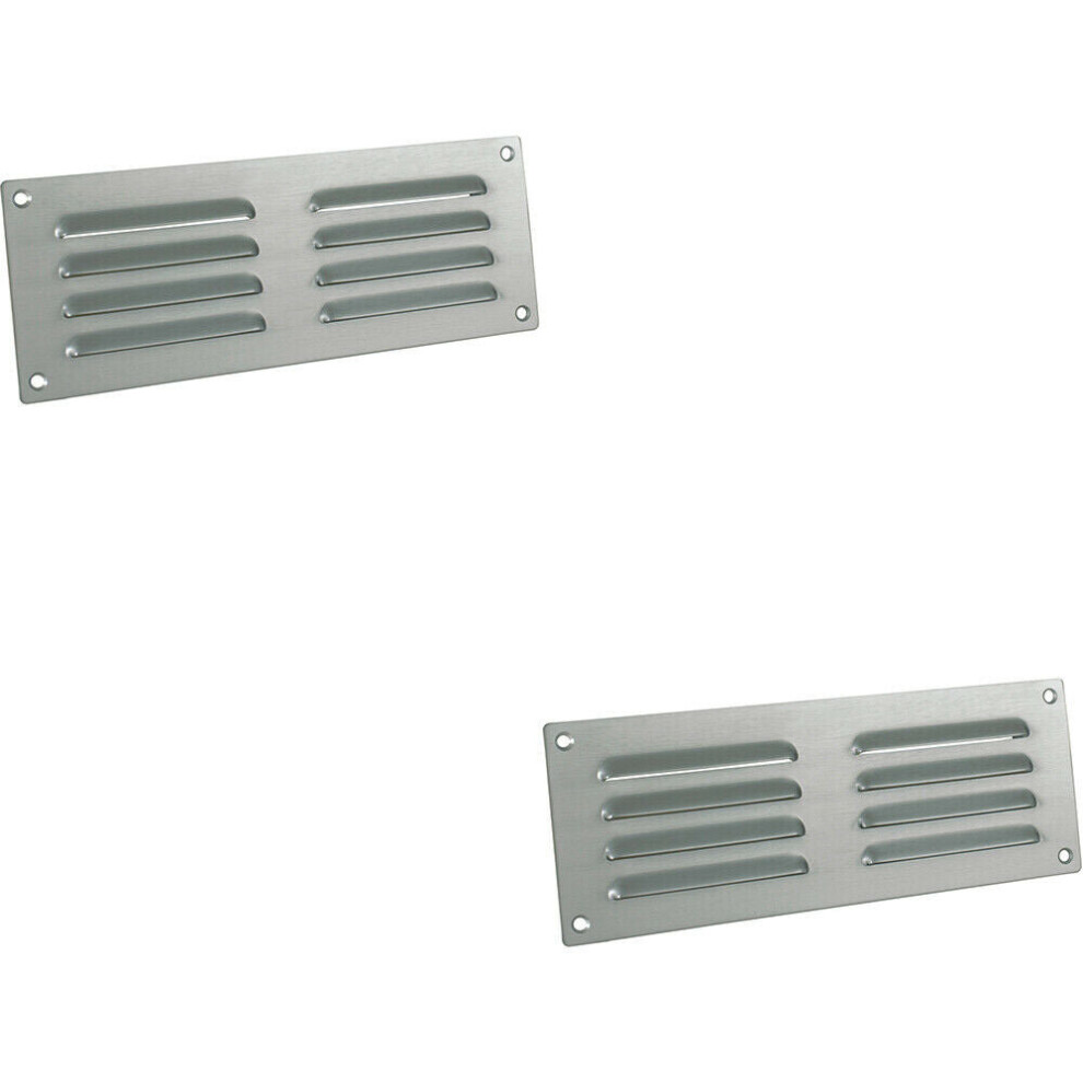 2x 242 x 89mm Hooded Louvre Airflow Vent Satin Chrome Internal Door Plate