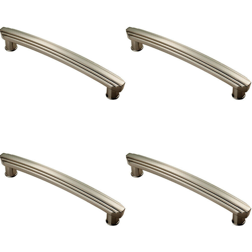 4x Ridge Design Curved Cabinet Pull Handle 160mm Fixing Centres Satin Nickel