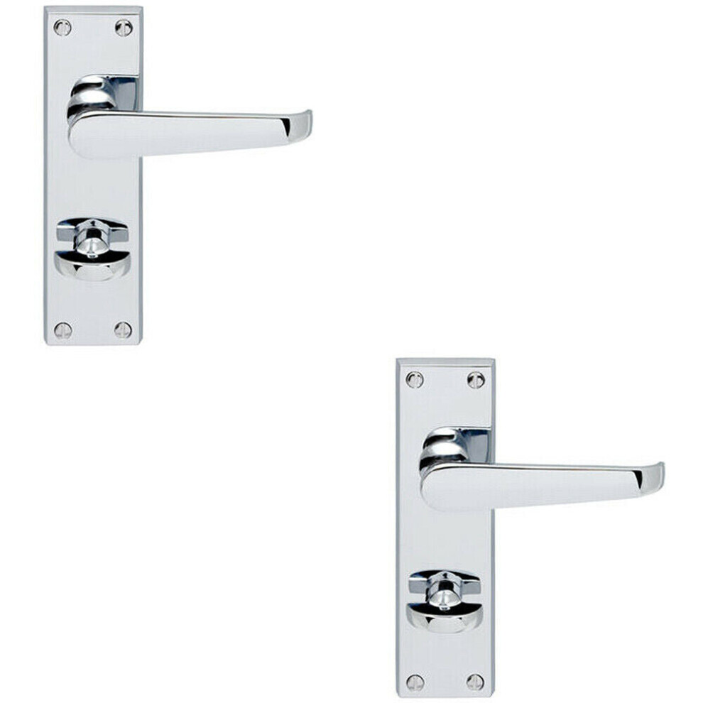 2x Victorian Flat Lever on Bathroom Backplate Handle 150 x 42mm Polished Chrome