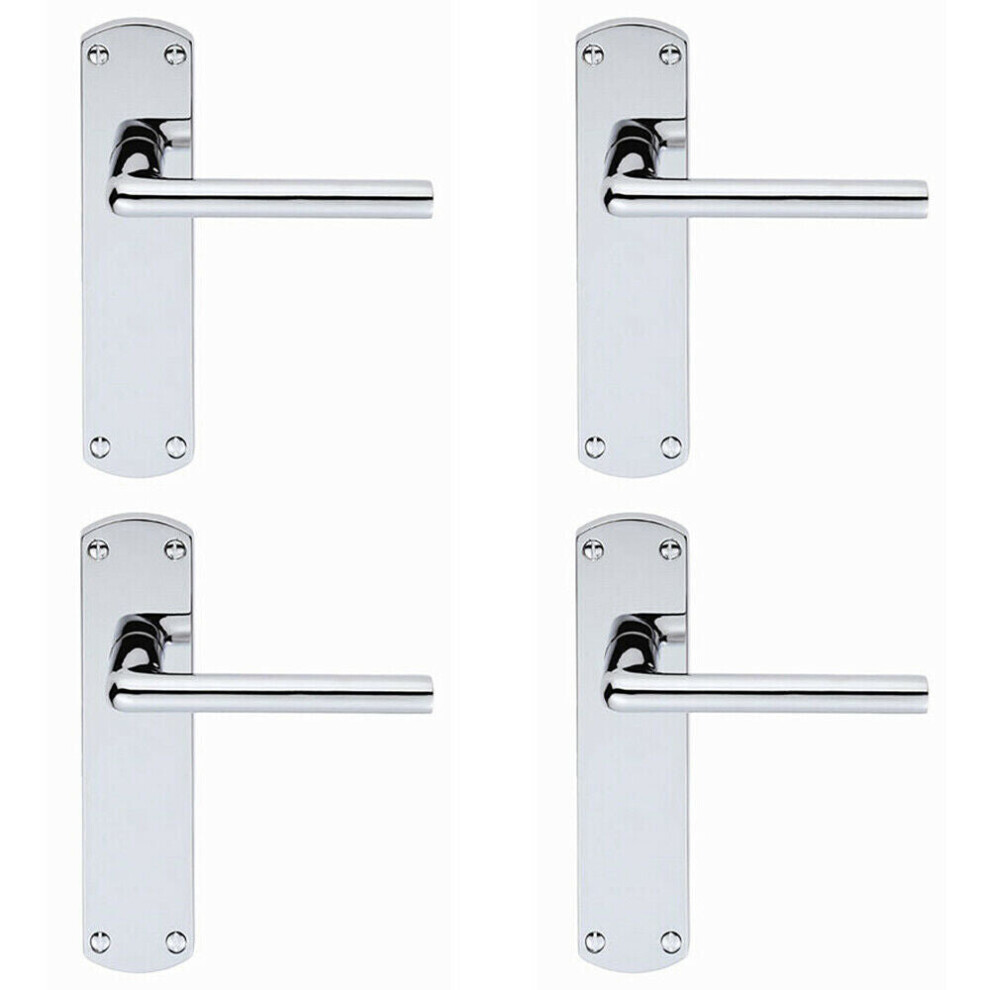 4X Rounded Straight Bar Handle On Latch Backplate 170 X 42Mm Polished Chrome