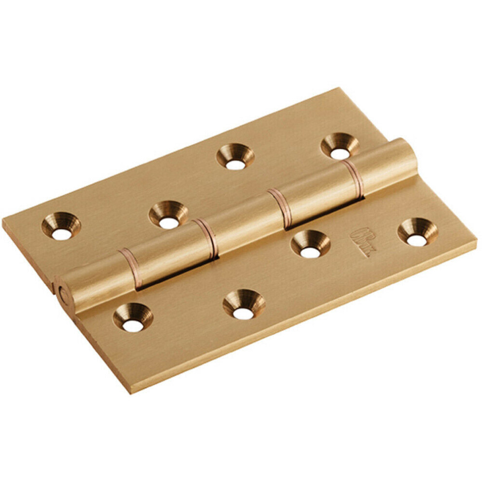 Loops Pair 102 X 67 X 4Mm Brass Washered Butt Hinge Satin Brass Internal Door