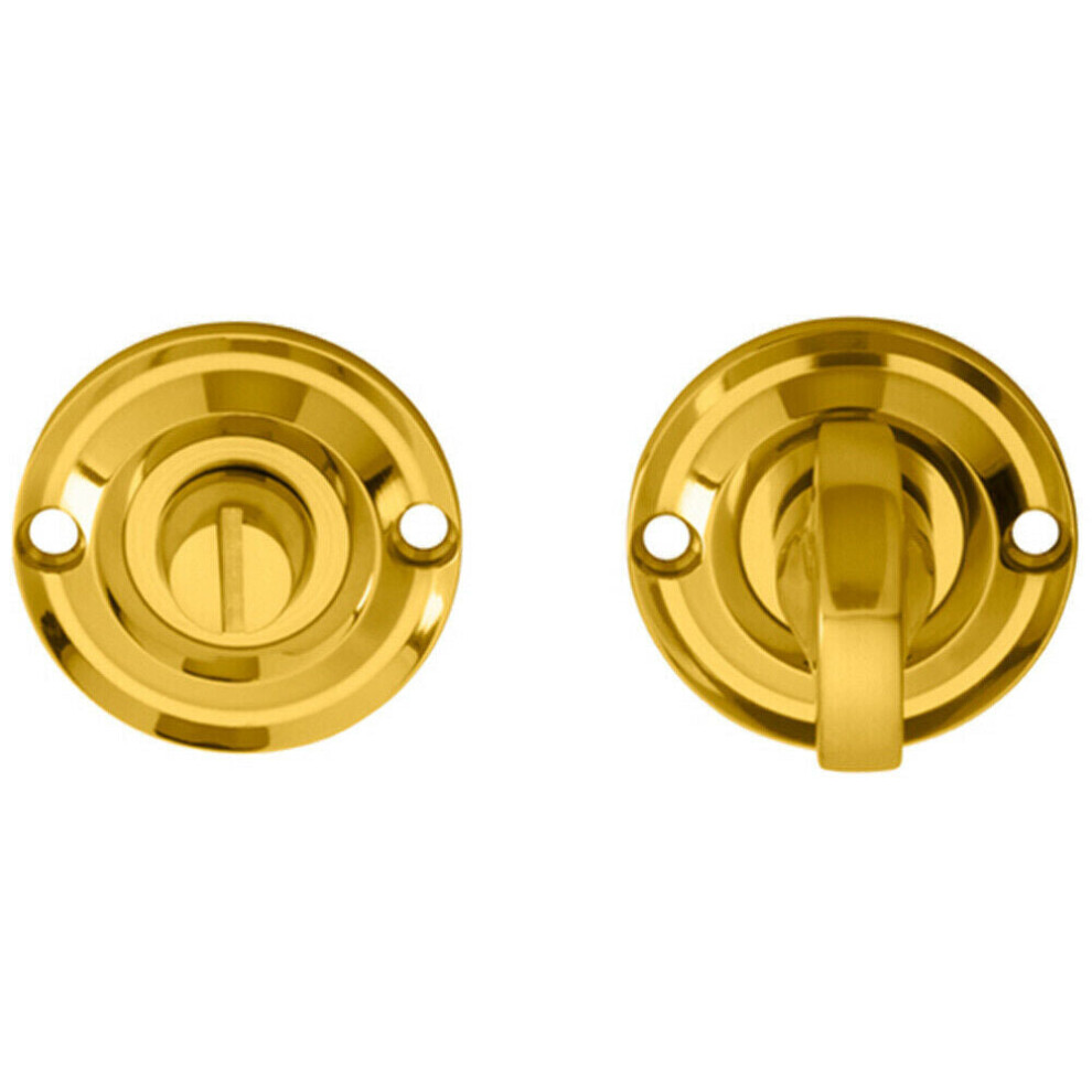 Small Bathroom Thumbturn Lock And Release Handle 67mm Spindle Polished Brass