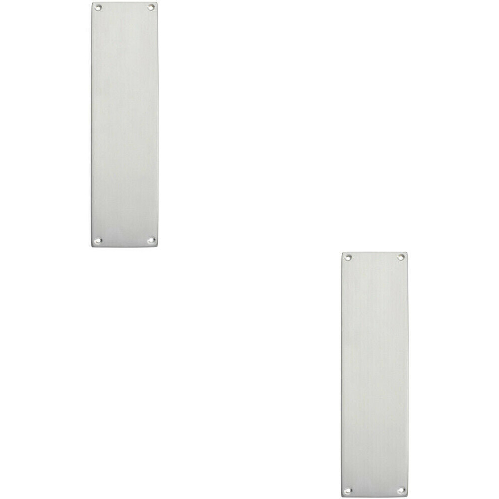 2x Plain Victorian Door Finger Plate 298 x 73mm Satin Chrome Push Plate