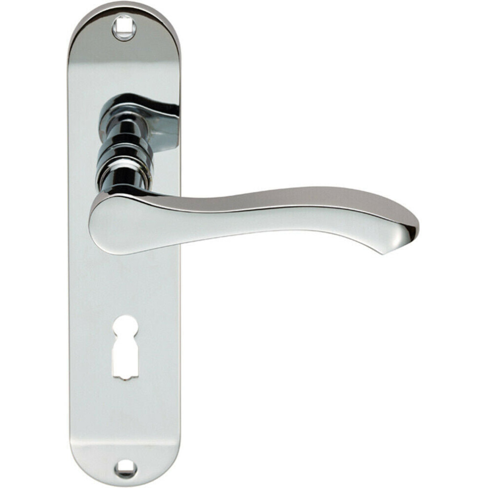 Loops Pair Scroll Lever Door Handle On Lock Backplate 180 X 40Mm Polished Chrome