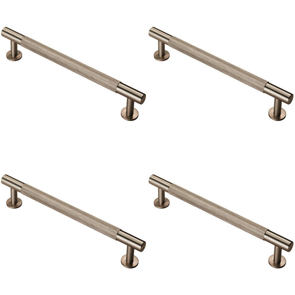4X Knurled Bar Door Pull Handle 190 X 13Mm 160Mm Fixing Centres Satin Nickel 5056524206980