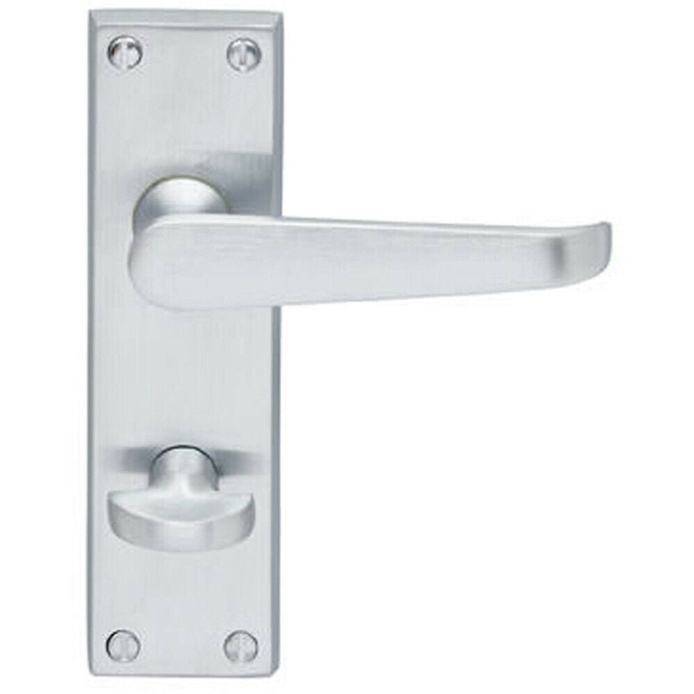Loops Victorian Flat Lever On Bathroom Backplate Handle 150 X 42Mm Satin Chrome