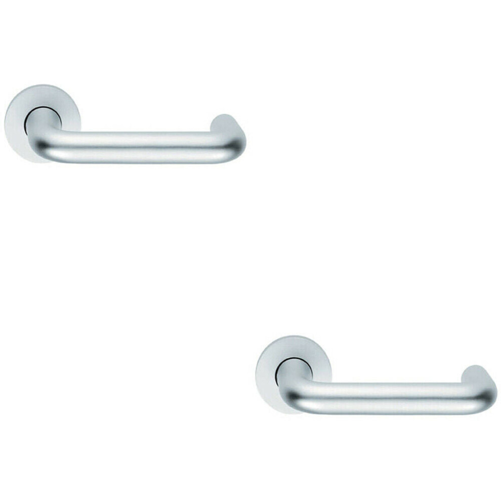 2X Pair 19Mm Round Bar Safety Lever On Round Rose Dda Compliant Satin Aluminium 5056492592207