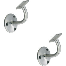 2x Handrail Bannister Bracket Wall Support 62mm Projectoin Satin Steel