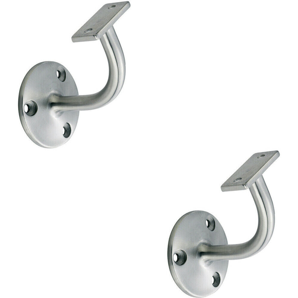 2x Handrail Bannister Bracket Wall Support 62mm Projectoin Satin Steel
