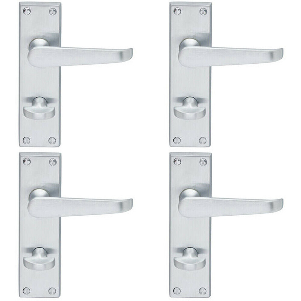 Loops 4X Victorian Flat Lever On Bathroom Backplate Handle 150 X 42Mm Satin Chrome