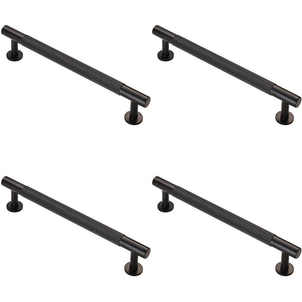 4X Knurled Bar Door Pull Handle 190 X 13Mm 160Mm Fixing Centres Matt Black