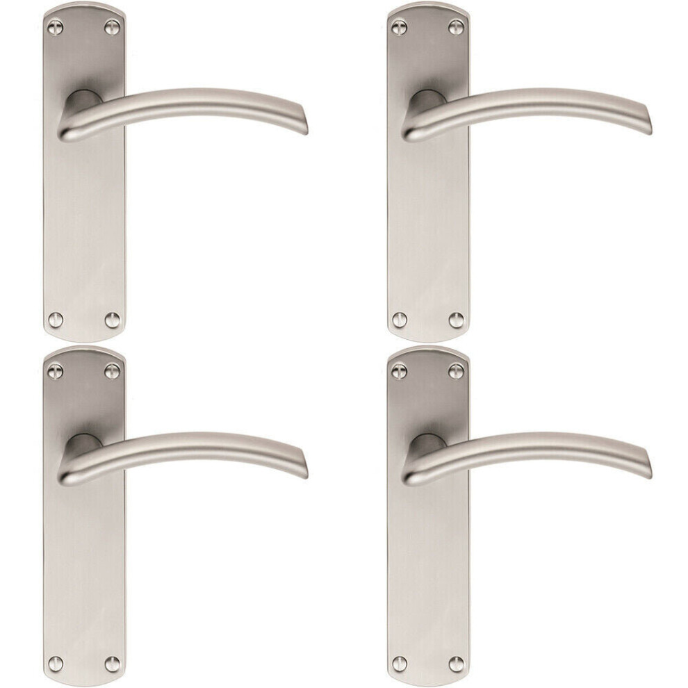 Loops 4X Arched Lever On Latch Backplate Door Handle 170 X 42Mm Satin Chrome