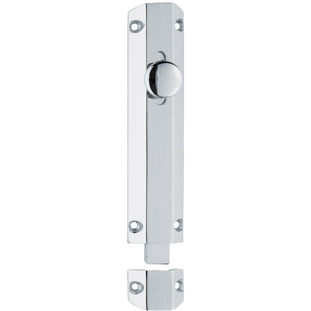 Surface Mounted Flat Sliding Door Bolt Lock 152 x 35mm Polished Chrome