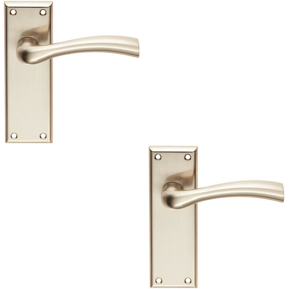 2X Chunky Curved Tapered Handle On Latch Backplate 150 X 50Mm Satin Nickel 5056492592863