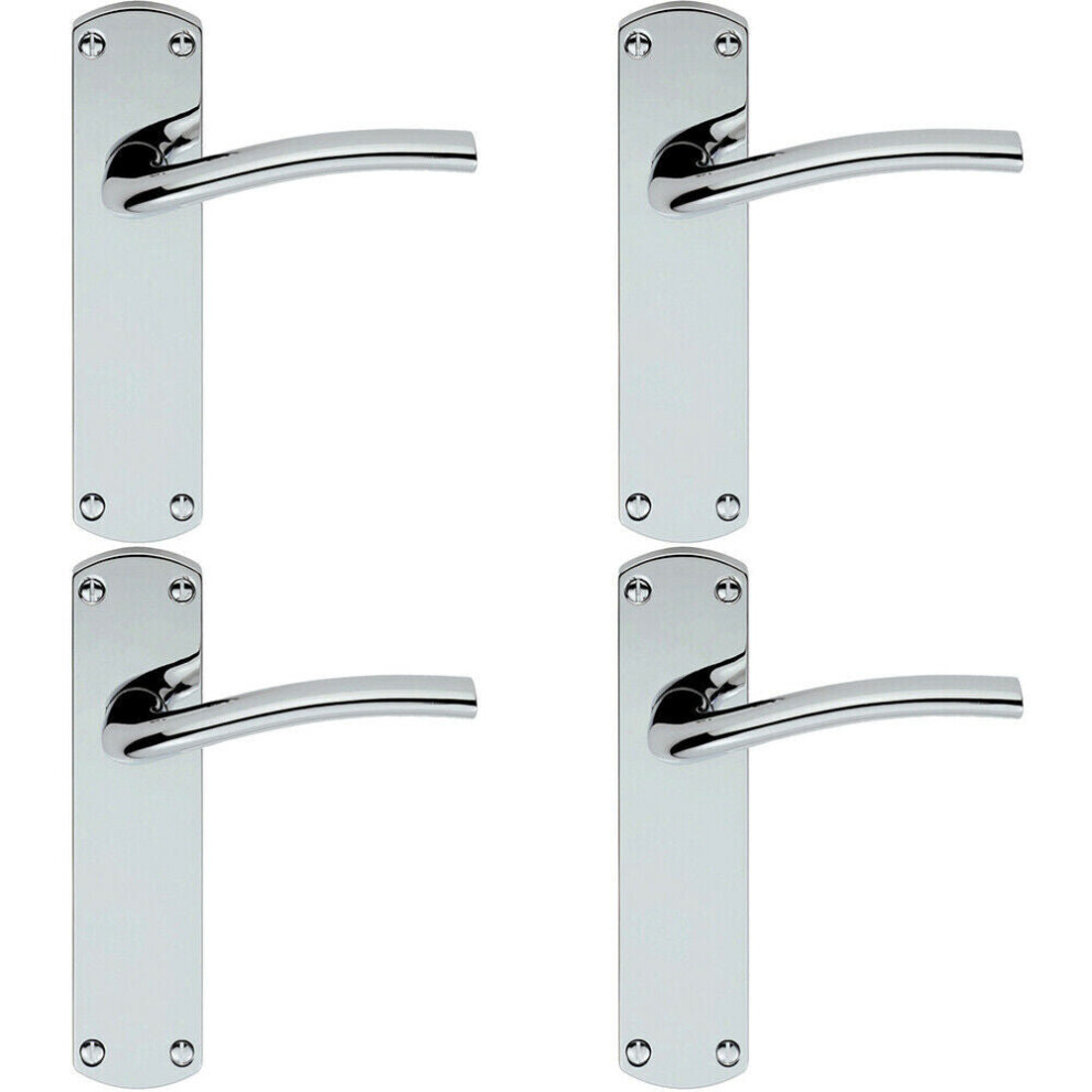 4X Rounded Curved Bar Handle On Latch Backplate 170 X 42Mm Polished Chrome