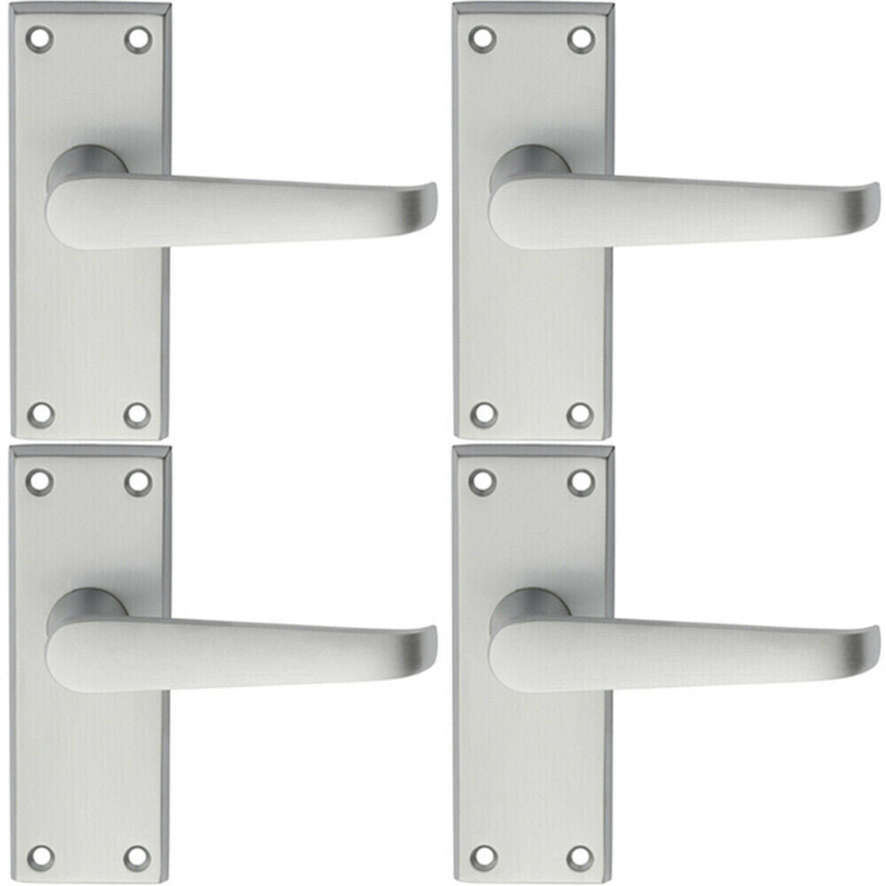 4X Pair Straight Handle On Short Latch Backplate 118 X 42Mm Satin Chrome 5056524206386