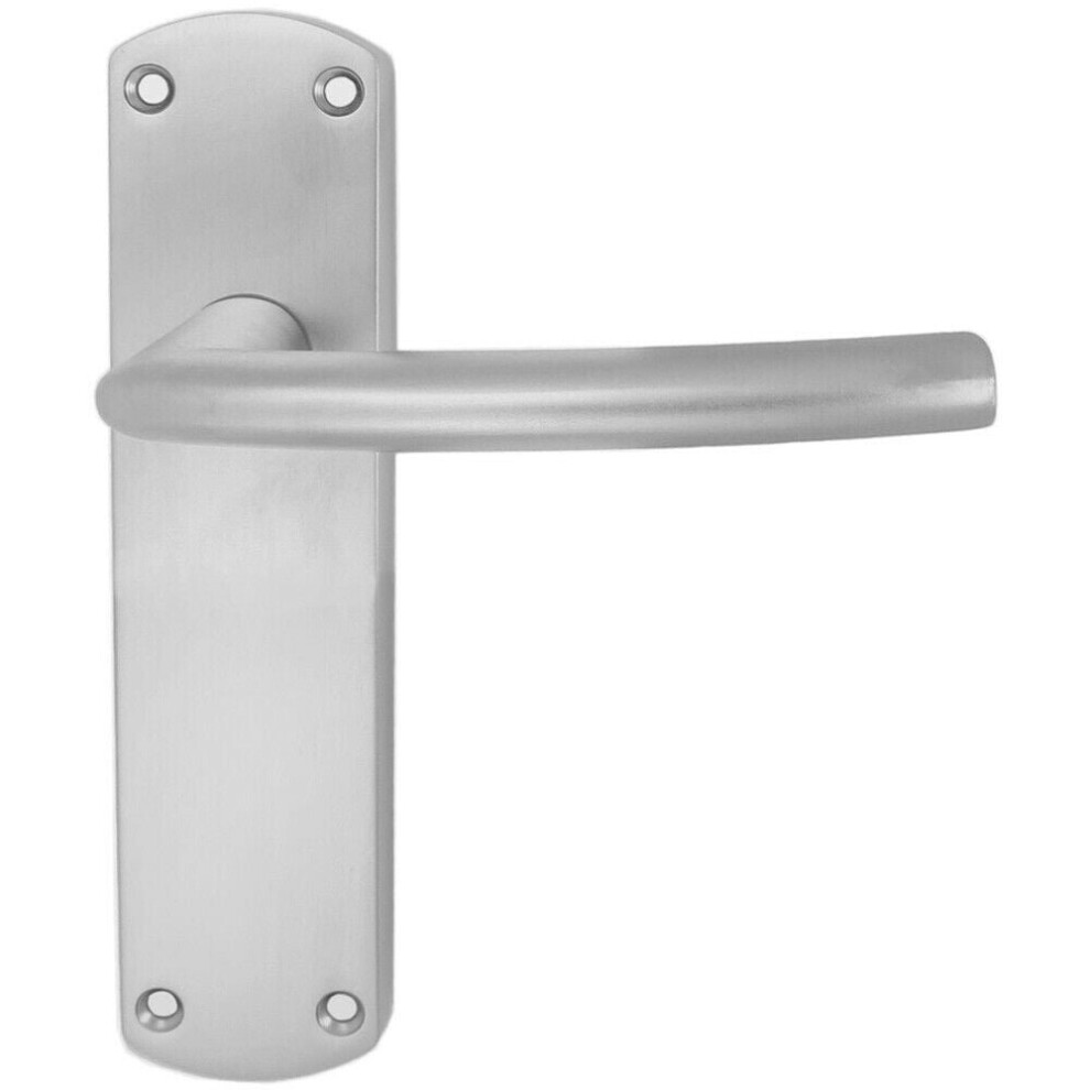 Curved Bar Lever on Latch Backplate Door Handle 170 x 42mm Satin Chrome