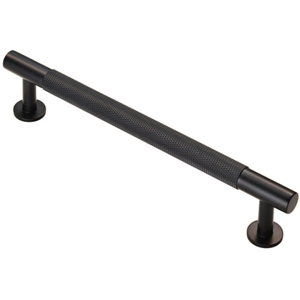 Knurled Bar Door Pull Handle 190 x 13mm 160mm Fixing Centres Matt Black