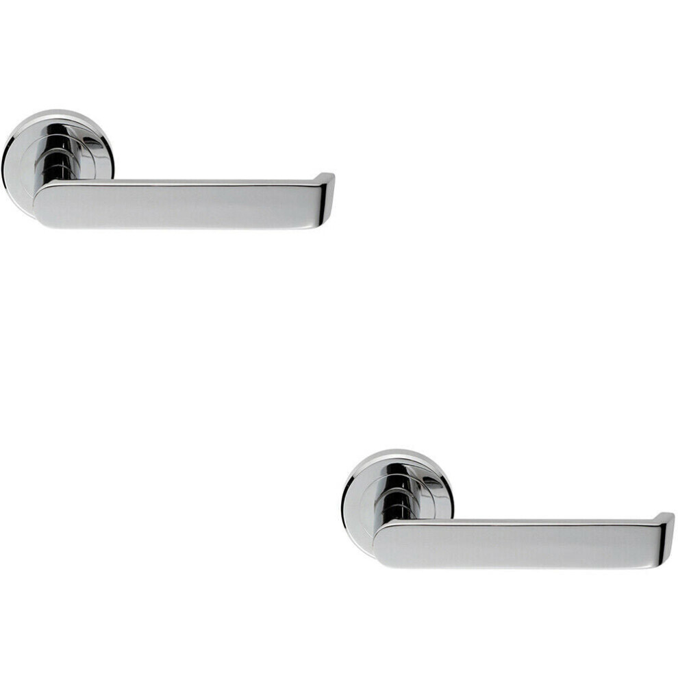 2X Flat Faced Lever On Concealed Fix Round Rose 50.5Mm Diameter Polished Chrome 5056492593990