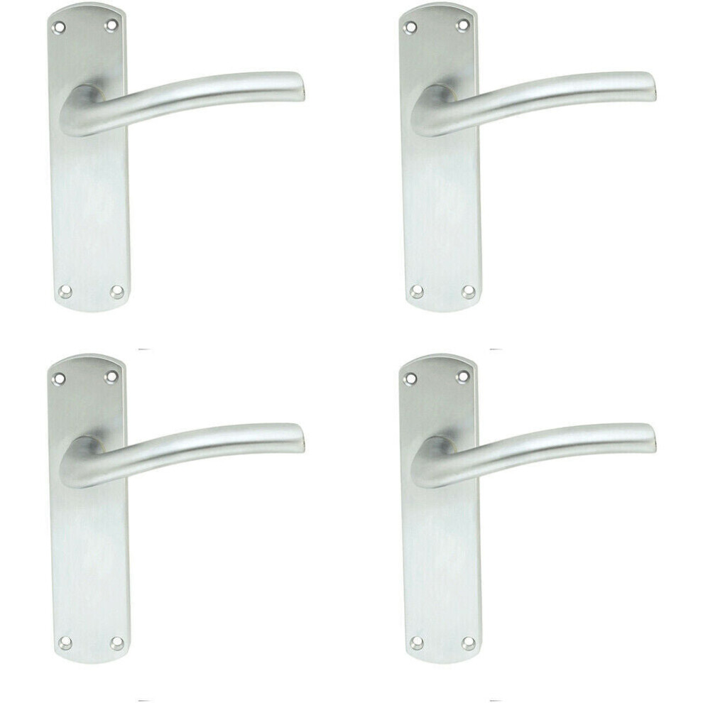 Loops 4X Pair Rounded Curved Bar Handle On Latch Backplate 170 X 42Mm Satin Chrome
