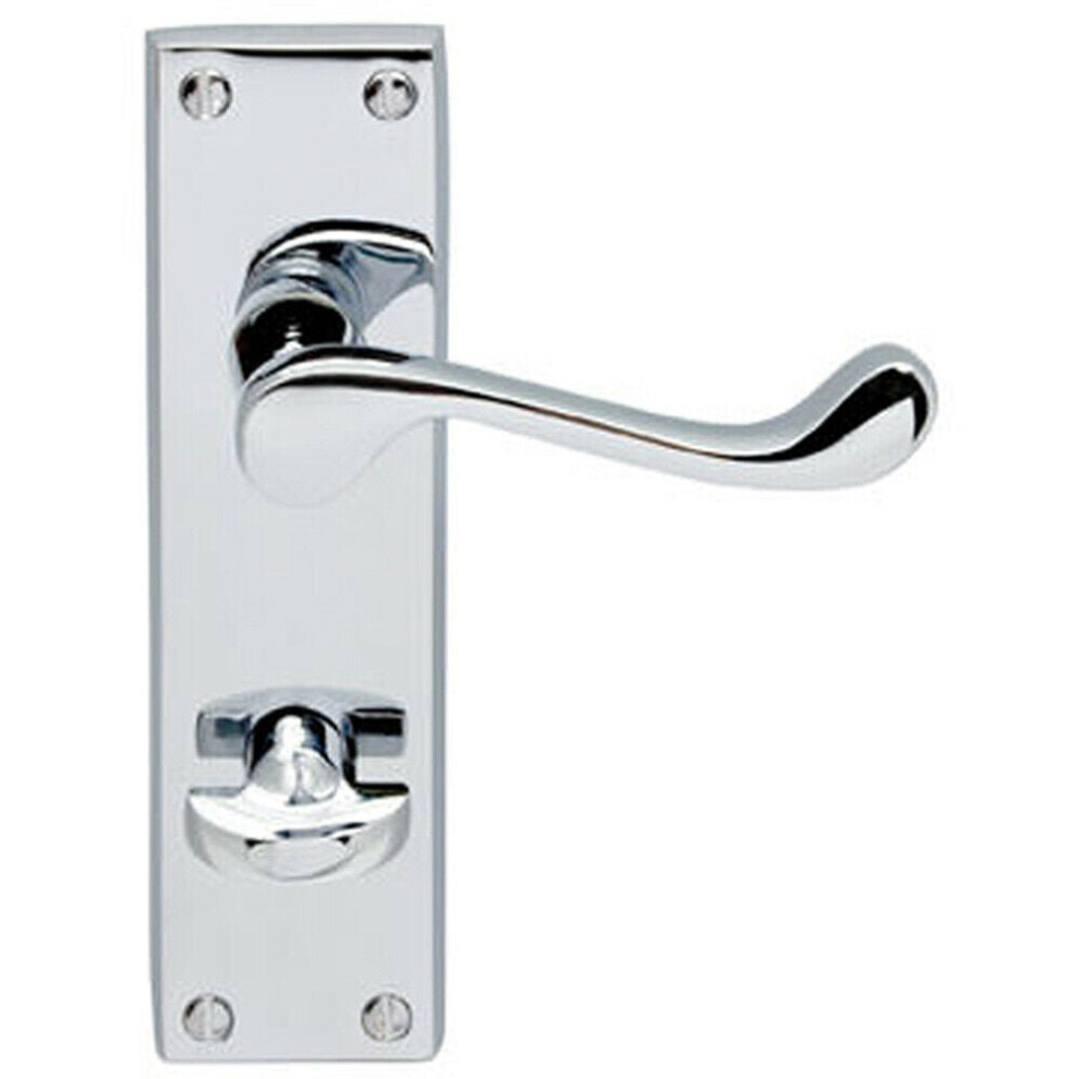 PAIR Victorian Scroll Lever on Bathroom Backplate 155 x 41mm Polished Chrome