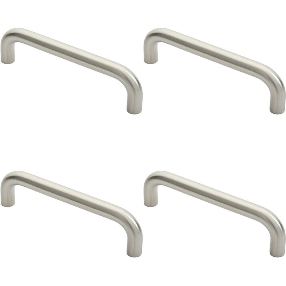 4x Round D Bar Door Pull Handle 247 x 22mm 225mm Fixing Centres Satin Steel