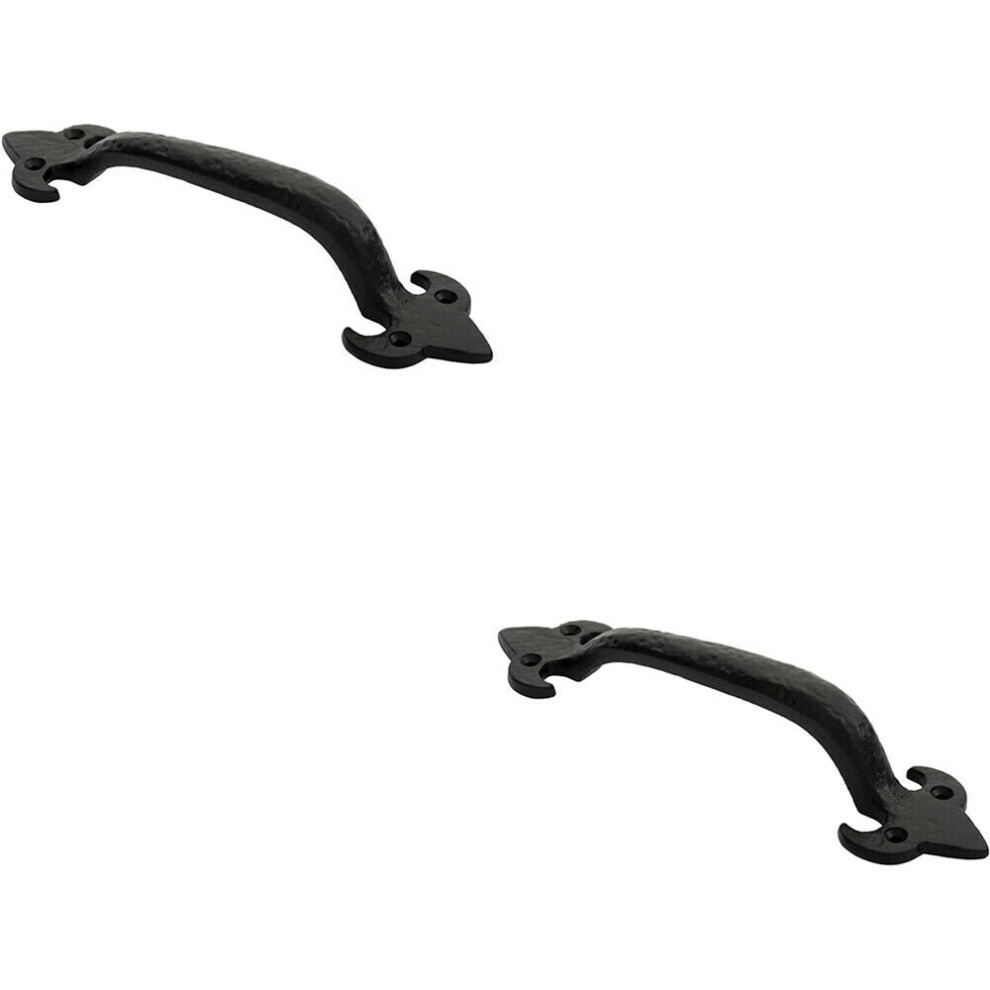 Loops 2X Traditional Forged Iron Pull Handle 230 X 56Mm Black Antique Door Handle