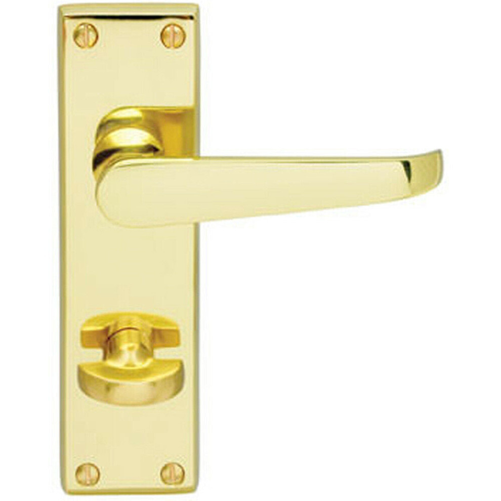 Loops Victorian Flat Lever On Bathroom Backplate Handle 150 X 42Mm Polished Brass