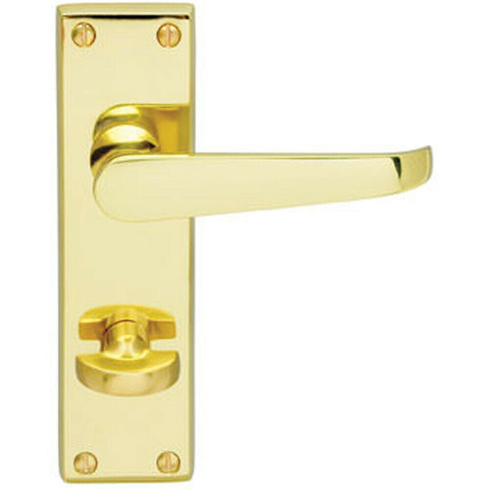 Victorian Flat Lever on Bathroom Backplate Handle 150 x 42mm Polished Brass