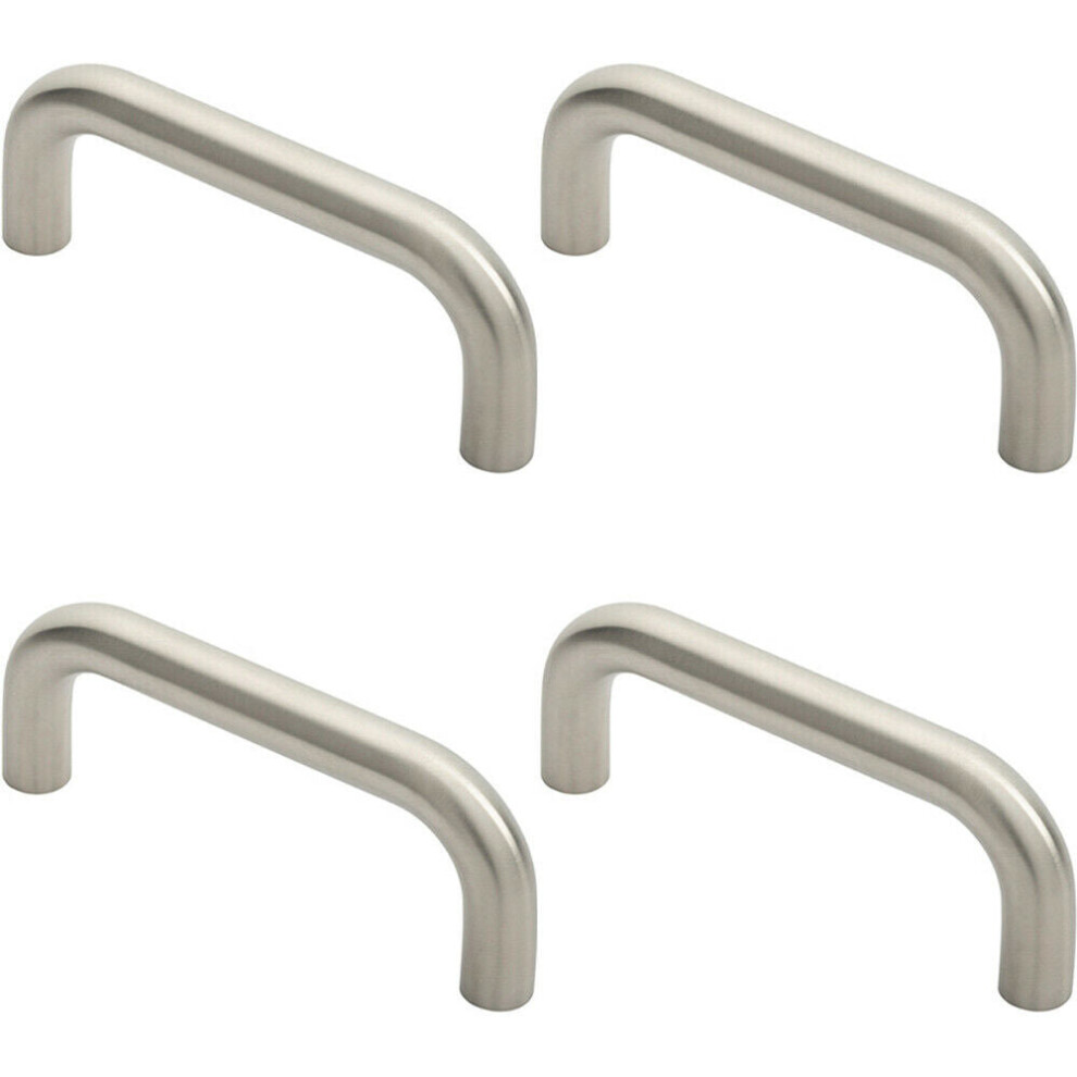 4x Round D Bar Pull Handle 169 x 19mm 150mm Fixing Centres Satin Stainless Steel