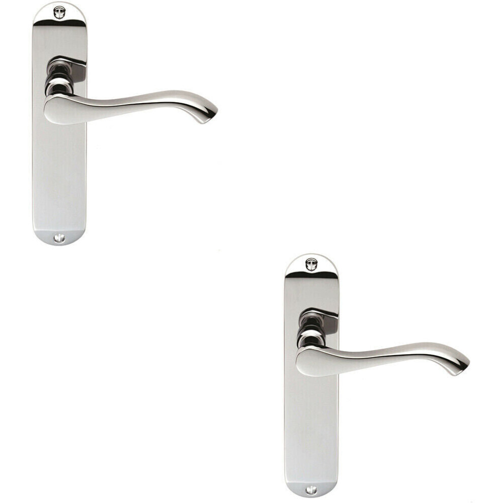 Loops 2X Pair Scroll Lever Door Handle On Latch Backplate 180 X 40Mm Polished Chrome