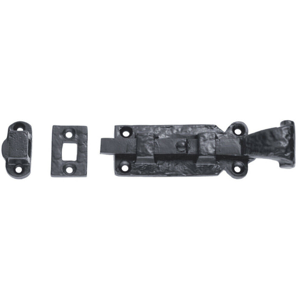 Loops Surface Mounted Straight Barrel Door Bolt Lock 198 X 48Mm Black Antique