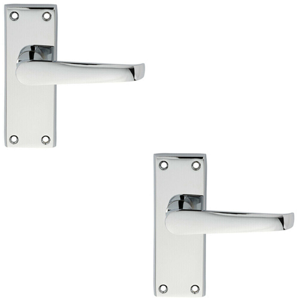 Loops 2X Pair Straight Handle On Short Latch Backplate 118 X 42Mm Polished Chrome