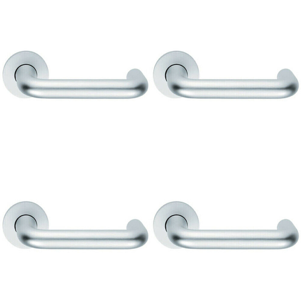 4X Pair 19Mm Round Bar Safety Lever On Round Rose Dda Compliant Satin Aluminium 5056524205778