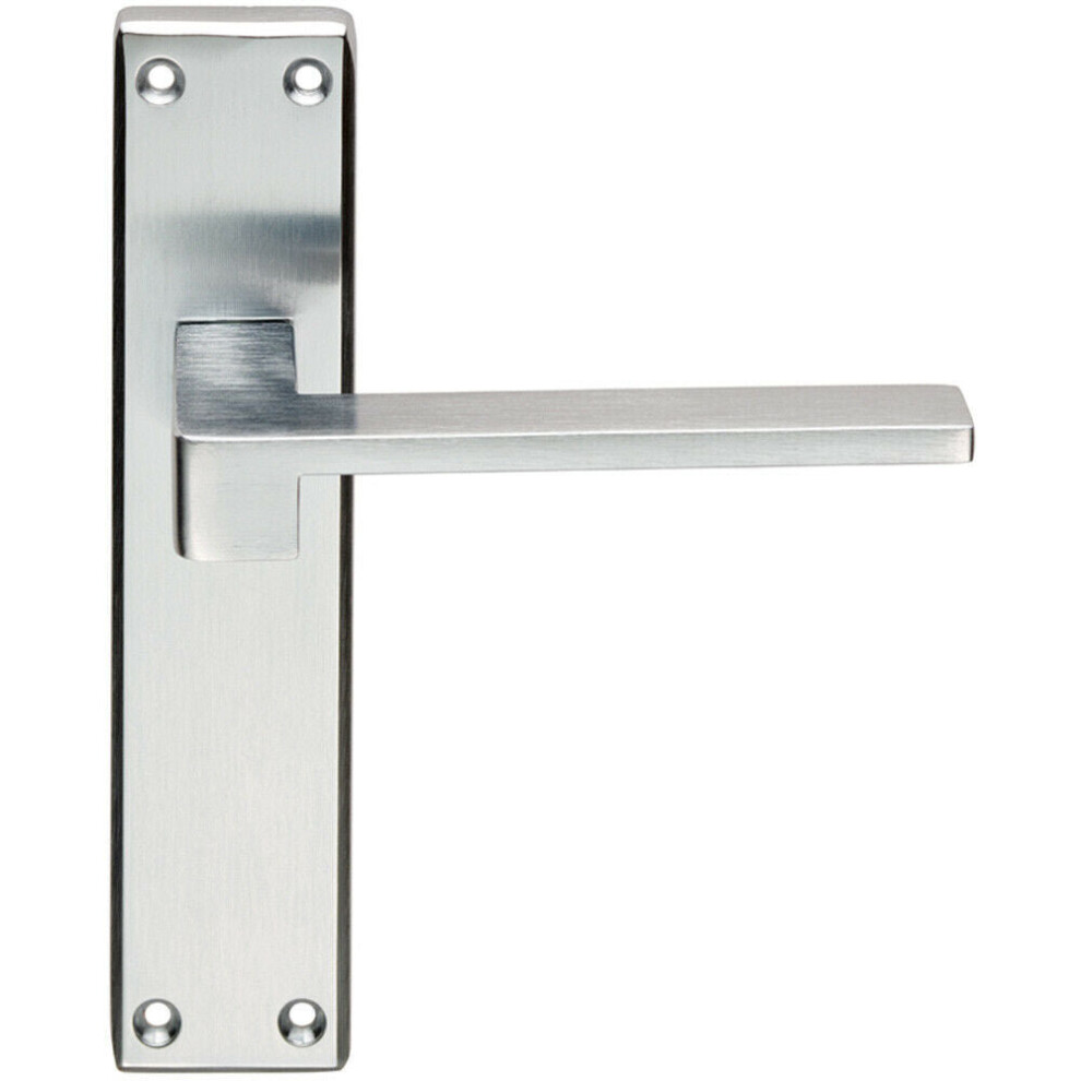 Loops Pair Flat Straight Lever On Latch Backplate Handle 180 X 40Mm Satin Chrome