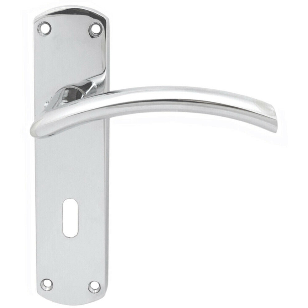 Arched Lever on Lock Backplate Door Handle 170 x 42mm Polished Chrome